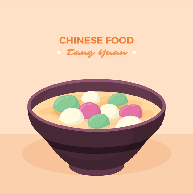 Ilustración de comida china de diseño plano dibujado a mano