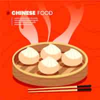 Vector gratuito ilustración de comida china de diseño plano dibujado a mano