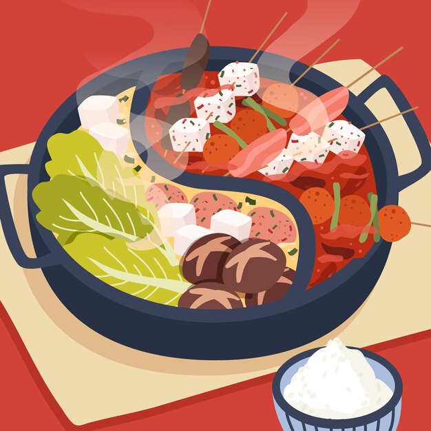 Ilustración de comida china de diseño plano dibujado a mano