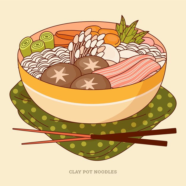 Ilustración de comida china de diseño plano dibujado a mano
