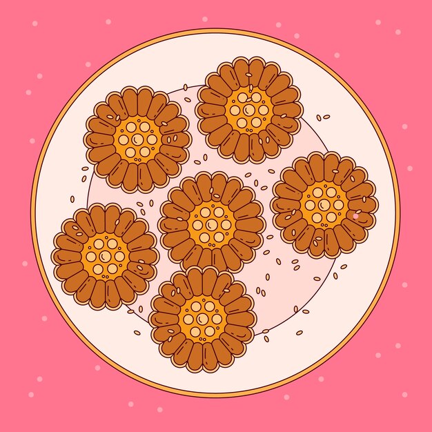 Ilustración de comida coreana dibujada a mano
