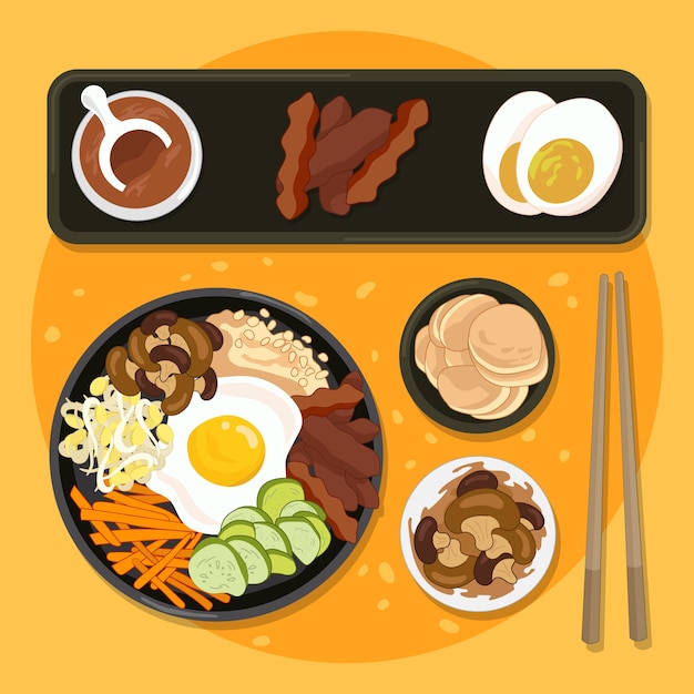 Vector gratuito ilustración de comida coreana dibujada a mano