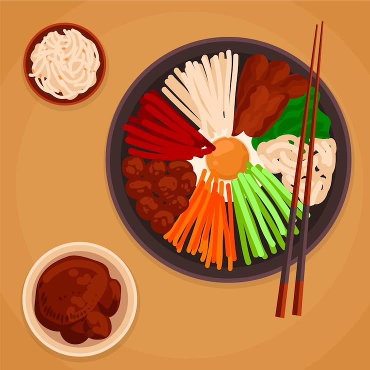 Vector gratuito ilustración de comida coreana dibujada a mano