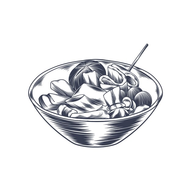 Ilustración de comida coreana dibujada a mano