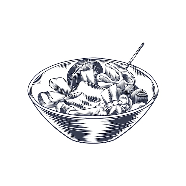 Ilustración de comida coreana dibujada a mano