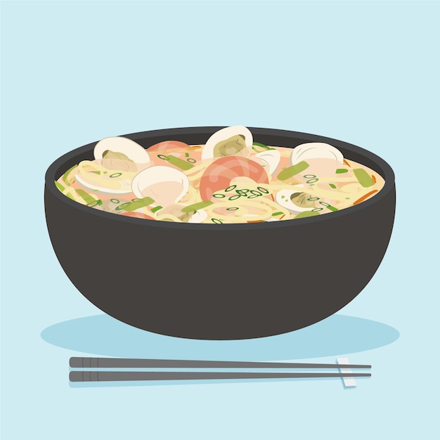 Vector gratuito ilustración de comida coreana de diseño plano dibujado a mano