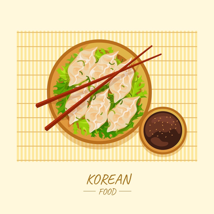 Vector gratuito ilustración de comida coreana de diseño plano dibujado a mano