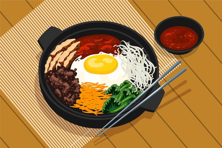 Vector gratuito ilustración de comida coreana de diseño plano dibujado a mano