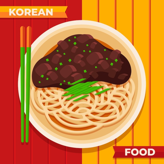 Vector gratuito ilustración de comida coreana de diseño plano