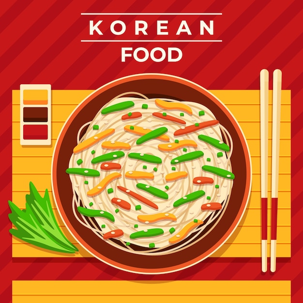 Vector gratuito ilustración de comida coreana de diseño plano