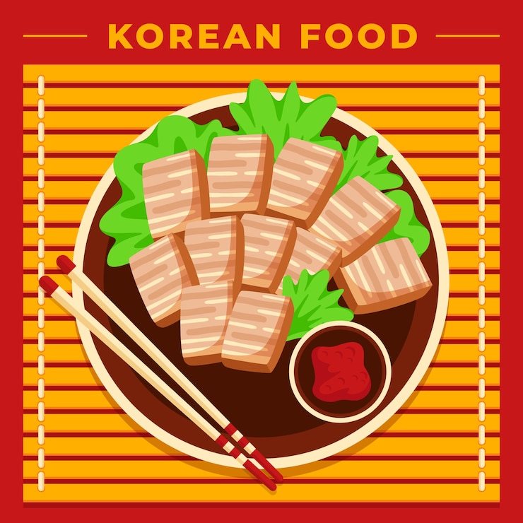 Vector gratuito ilustración de comida coreana de diseño plano