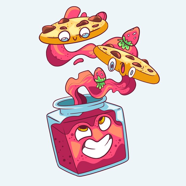 Ilustración de comida de estilo loco