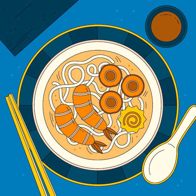 Vector gratuito ilustración de comida japonesa dibujada a mano