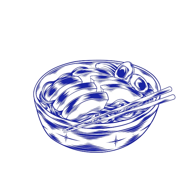Ilustración de comida japonesa dibujada a mano