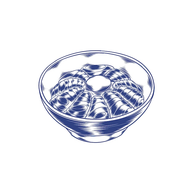 Ilustración de comida japonesa dibujada a mano