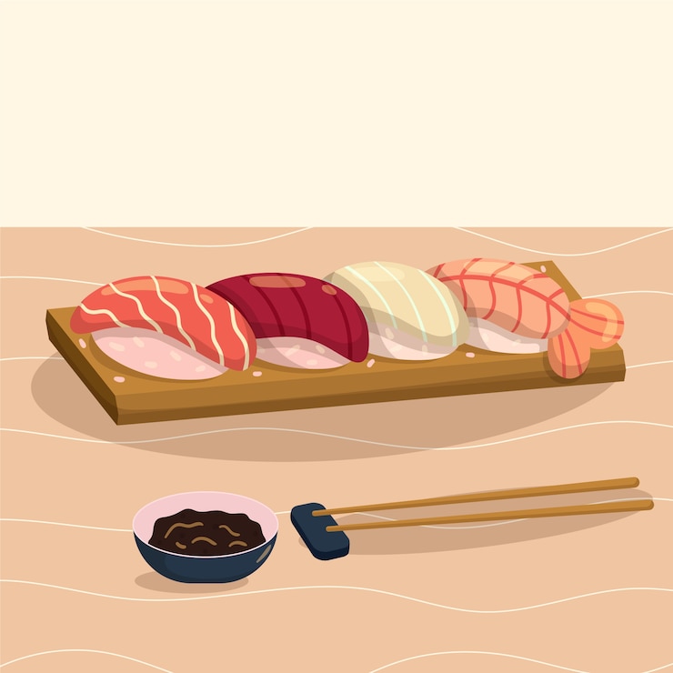 Vector gratuito ilustración de comida japonesa dibujada a mano
