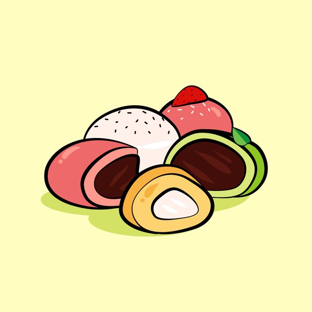 Ilustración de comida japonesa dibujada a mano