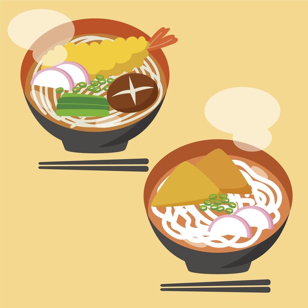 Ilustración de comida japonesa de diseño plano