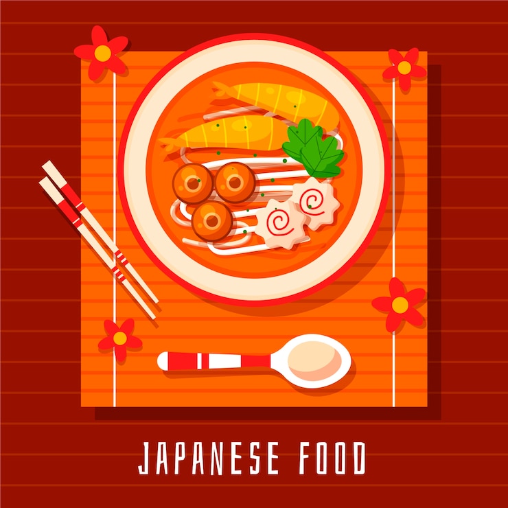 Vector gratuito ilustración de comida japonesa de diseño plano