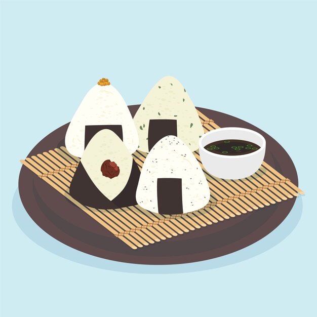 Ilustración de comida japonesa