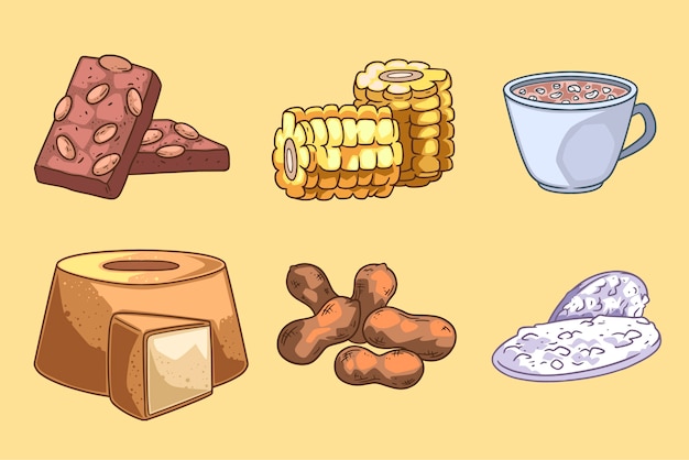 Ilustración de comida junina dibujada a mano