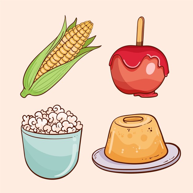 Ilustración de comida junina dibujada a mano