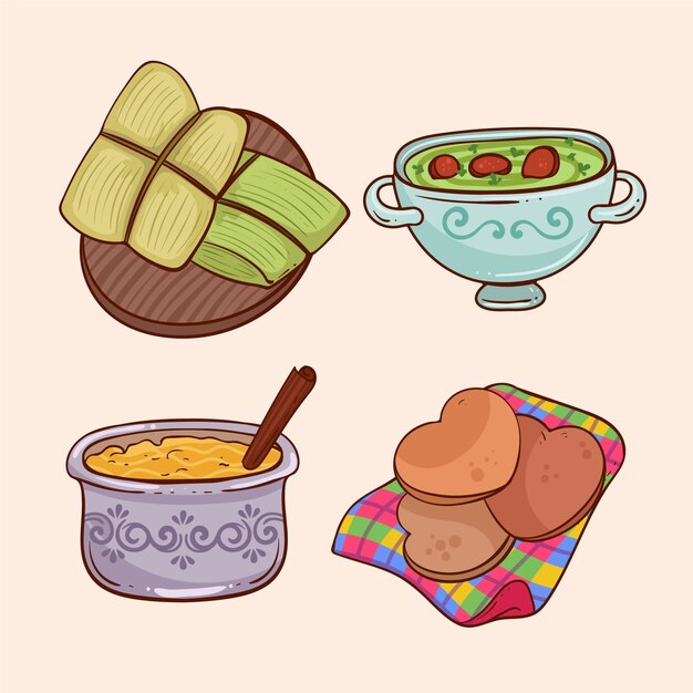 Ilustración de comida junina dibujada a mano