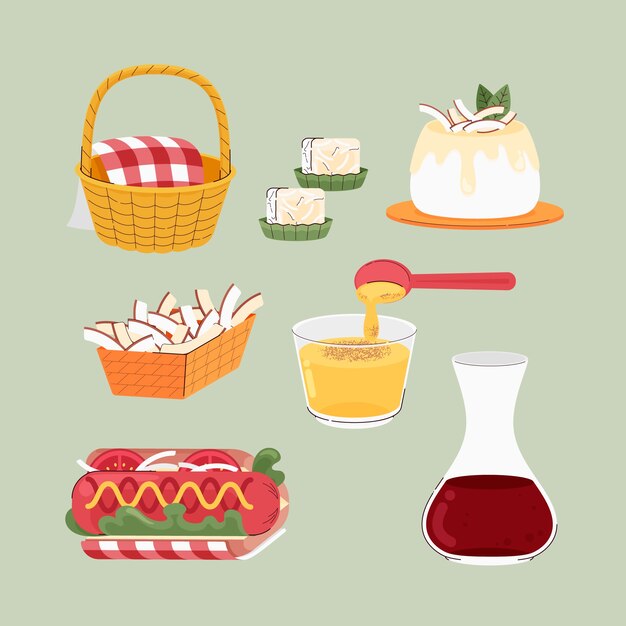 Ilustración de comida junina dibujada a mano