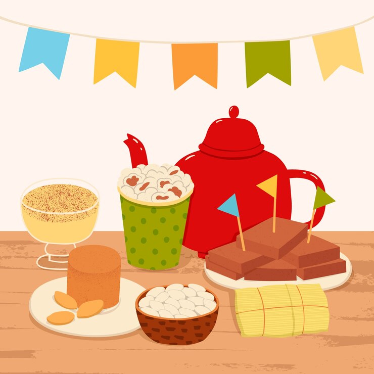 Vector gratuito ilustración de comida junina dibujada a mano