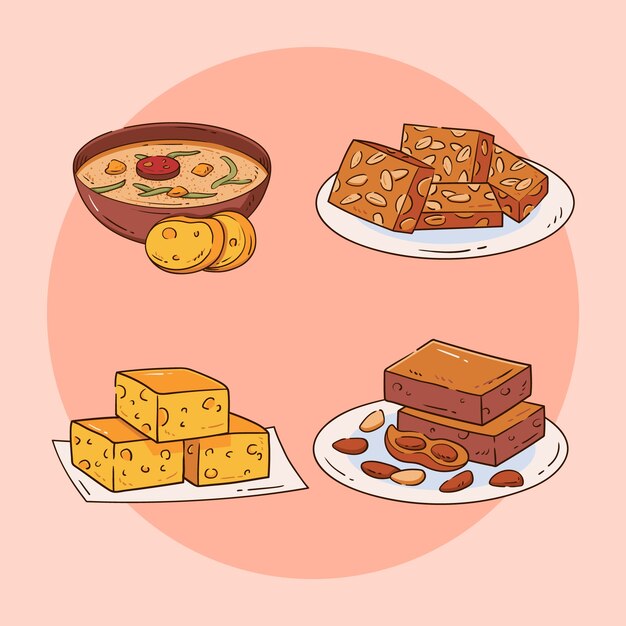 Ilustración de comida junina dibujada a mano