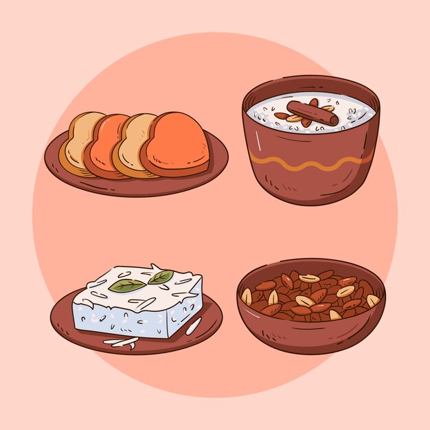 Ilustración de comida junina dibujada a mano