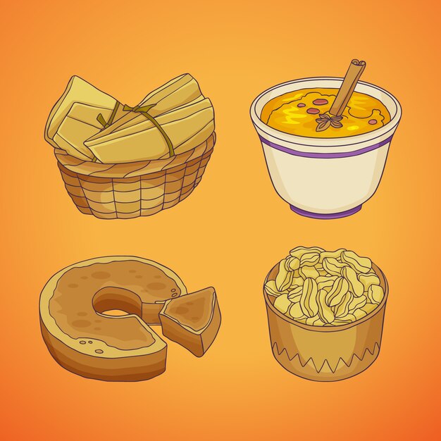 Ilustración de comida junina dibujada a mano