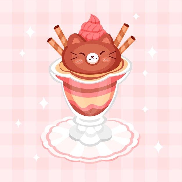 Ilustración de comida kawaii dibujada a mano