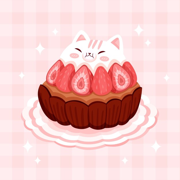 Ilustración de comida kawaii dibujada a mano