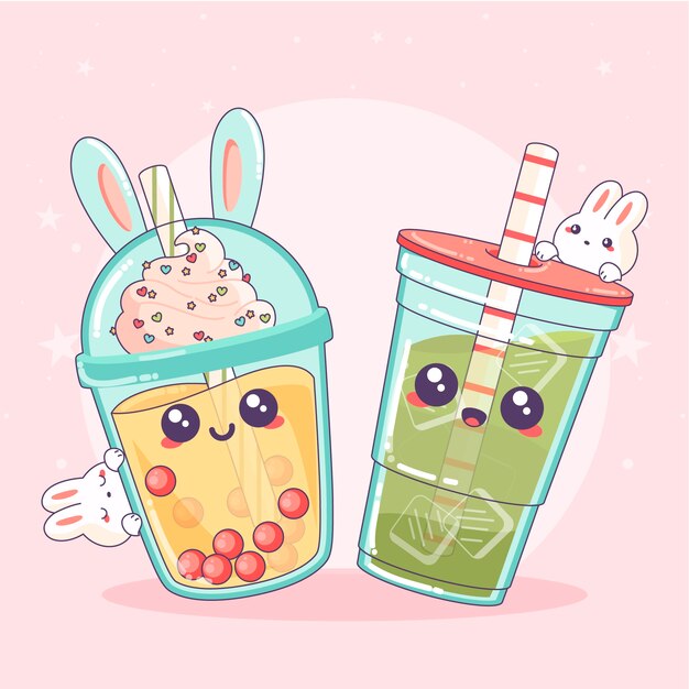 Ilustración de comida kawaii dibujada a mano