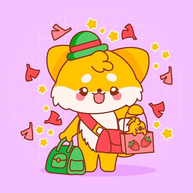 Ilustración de comida kawaii dibujada a mano