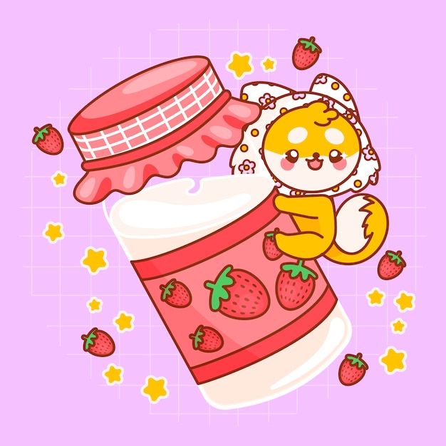 Ilustración de comida kawaii dibujada a mano