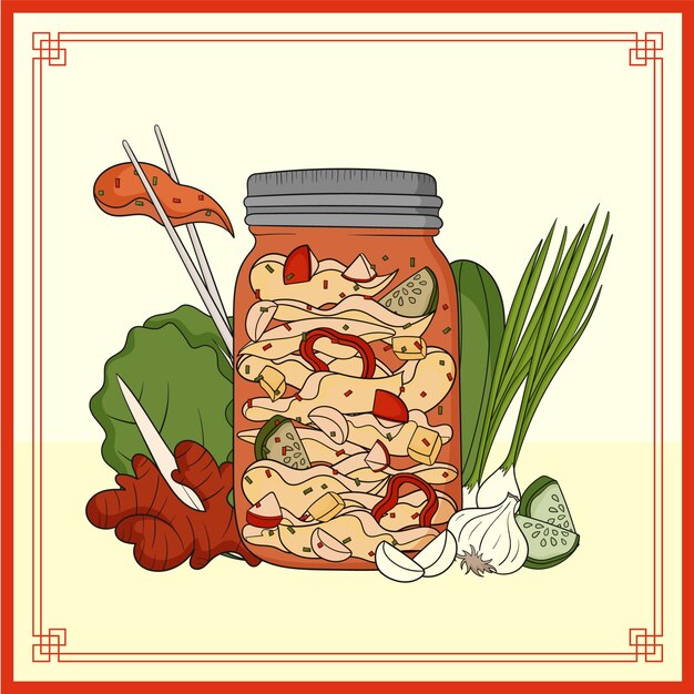 Ilustración de comida kimchi