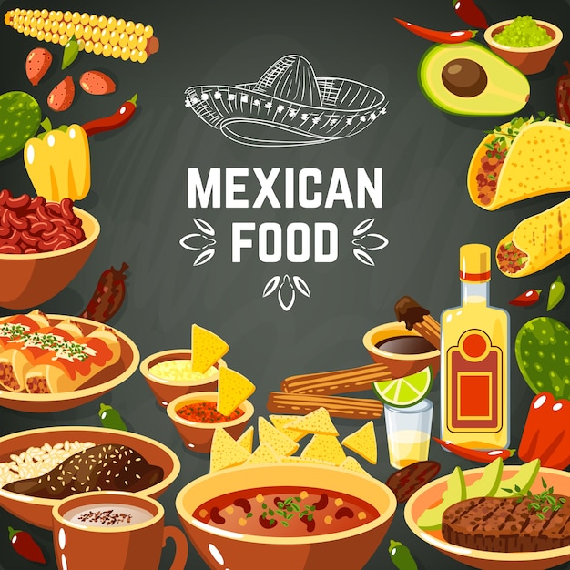 Ilustración de comida mexicana