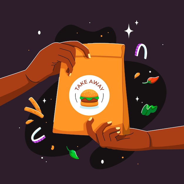 Vector gratuito ilustración de comida rápida para llevar