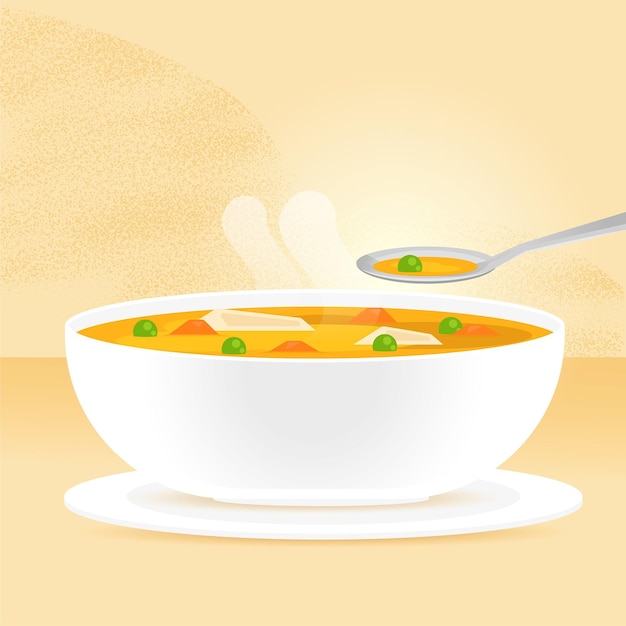 Vector gratuito ilustración de comida reconfortante con sopa