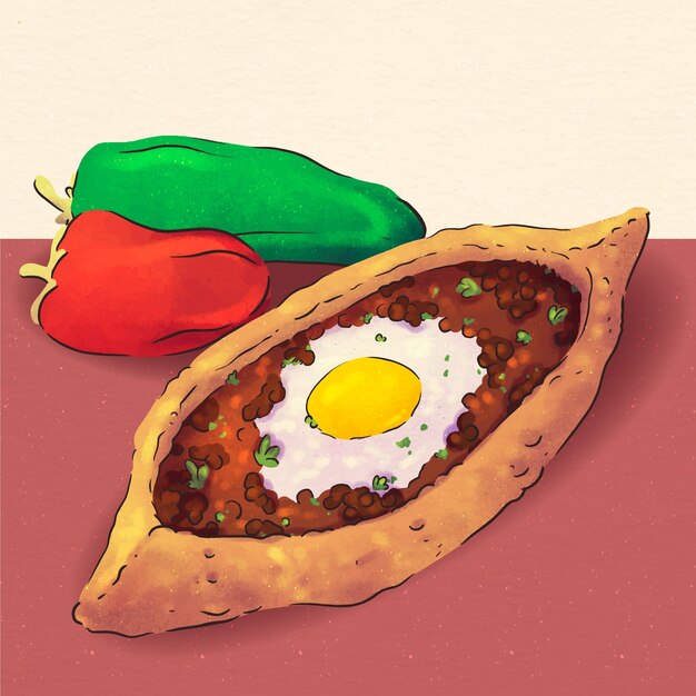 Ilustración de comida turca acuarela