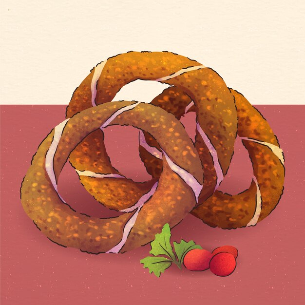 Ilustración de comida turca acuarela