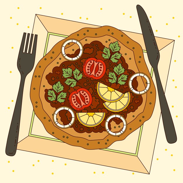 Ilustración de comida turca dibujada a mano