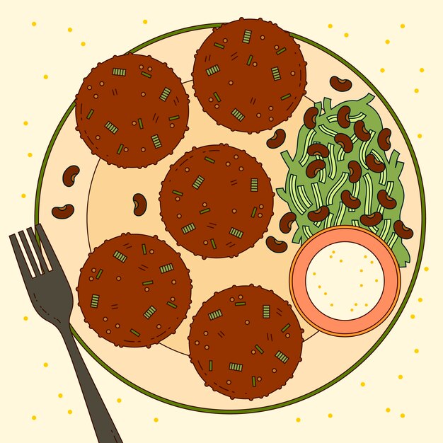 Ilustración de comida turca dibujada a mano