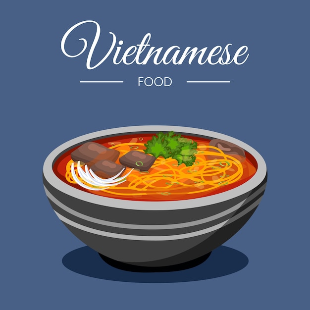 Ilustración de comida vietnamita de diseño plano dibujado a mano