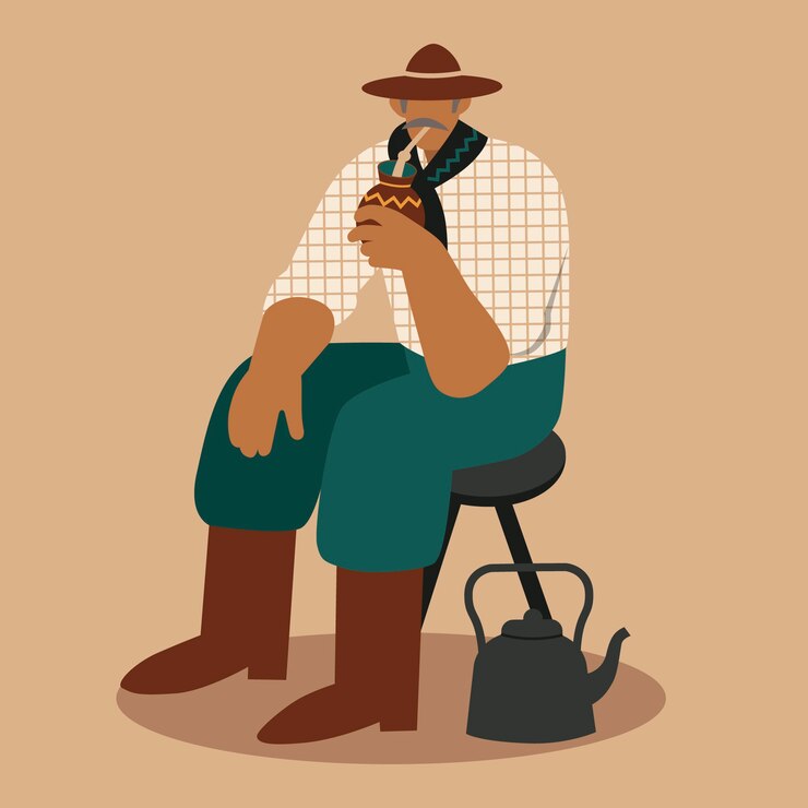 Vector gratuito ilustración de compañero de bebida gaucho en estilo plano