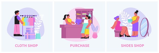 Ilustración de composición de tienda