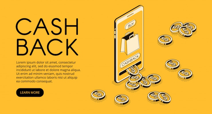 Vector gratuito ilustración de compras de devolución de dinero, recompensa de devolución de dinero en efectivo para comprar desde la aplicación para smartphone