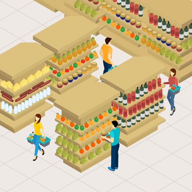 Ilustración de compras de personas
